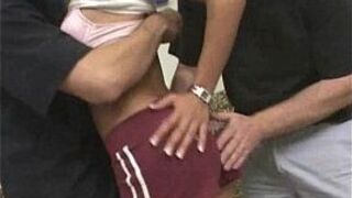 Young brunette threesome - porn video