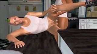 In the kitchen a stud with a mowhawk gets fucked - porn video