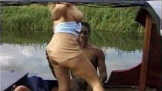 Great fuck in the field with a black man - porn video