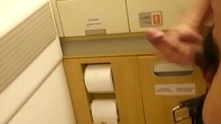 Jerking off in an airplane bathroom - porn video