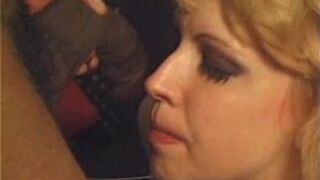 Blonde MILF gagging - porn video