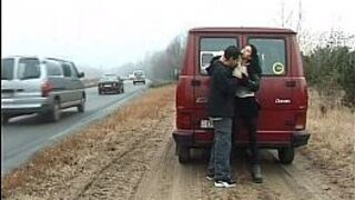 Brunette babe fucked on street - porn video